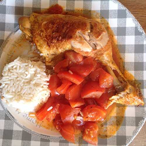 Cuisse de poulet façon basquaise a la tomate et son riz - 10 pp