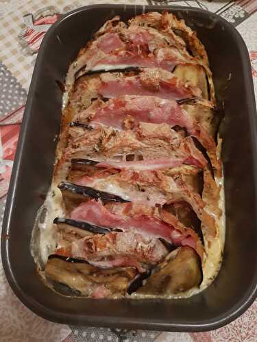 Gratin de pain bacon/aubergine