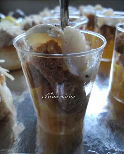 Verrine Mangue, Pain d'épices et Tartare de St-Jacques