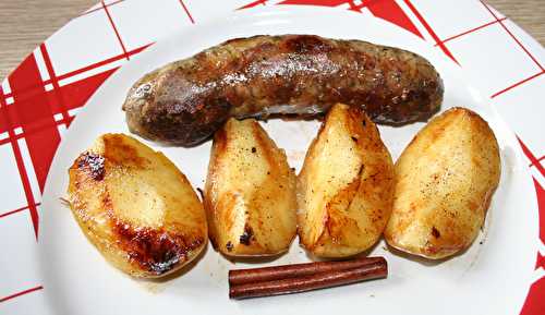 Andouillette de canard et pomme à la cannelle à la plancha