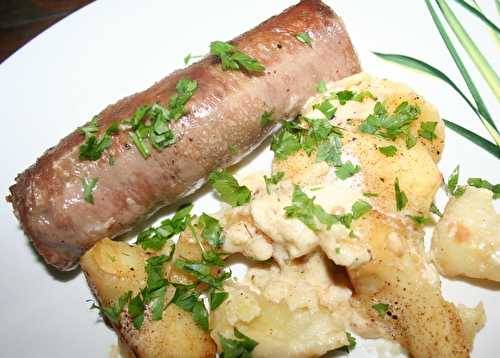 Andouillette et pomme flambées au Calva