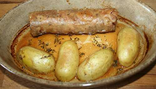 Andouillette et pommes de terre de primeur de l'île de Ré au four