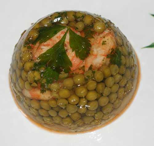 Aspic de gambas aux petits pois