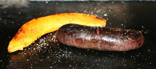 Boudin noir de Mortagne et citrouille à la plancha