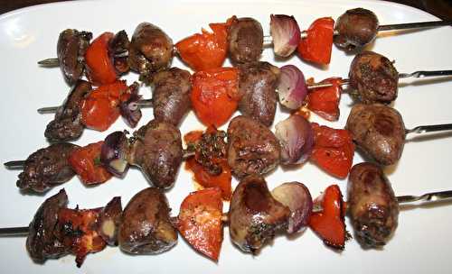 Brochettes de coeurs de canard gras