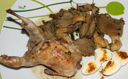 Cailles sautées en casserole aux pleurotes