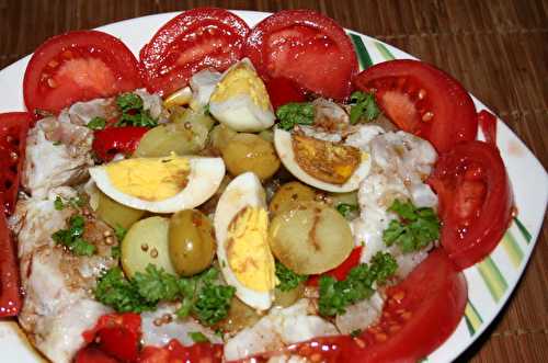 Carpaccio de colin et oeuf mariné, tomate, rattes