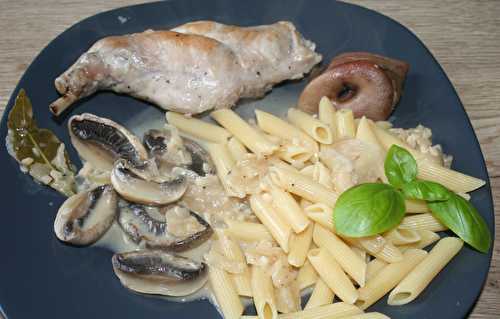 Cuisse de lapin aux ognon et champignons