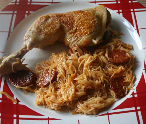 Cuisse de poulet au chorizo et vermicelle