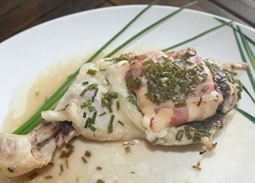 Cuisse de poulet chèvre et ciboulette en papillote