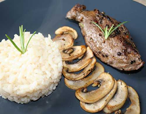 Filet de cerf à la plancha et son risotto au romarin