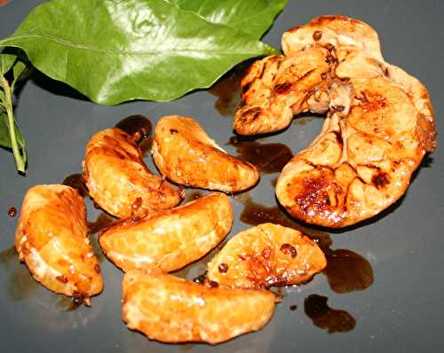 Foies de lotte et clémentine poêlés déglacés sauce soja - amafacon