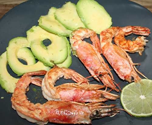 Gambas à la plancha marinées à la tequila et avocat