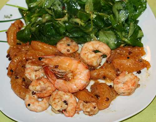 Gambas aux clémentines corses et salade de saison