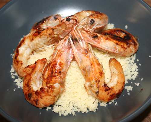 Gambas caramélisées au couscous