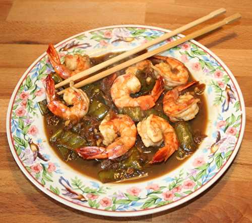 Gambas (grosses crevettes) aux deux piments