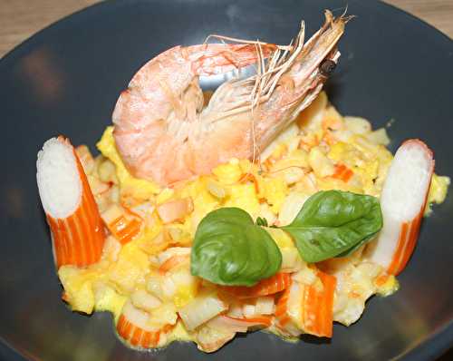 Gambas, surimi, œuf