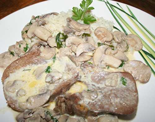 Langue de boeuf sauce crème champignons