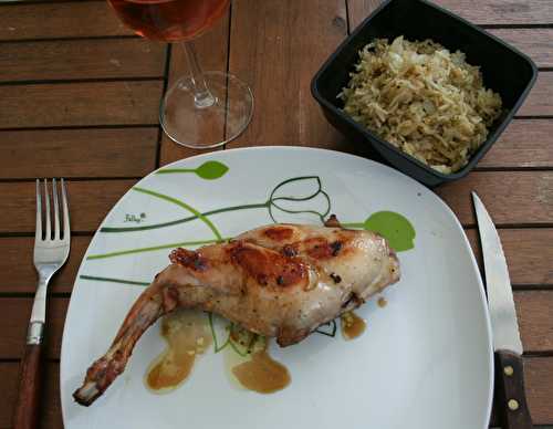 Lapin mariné à la plancha et riz sauté à la thaïe