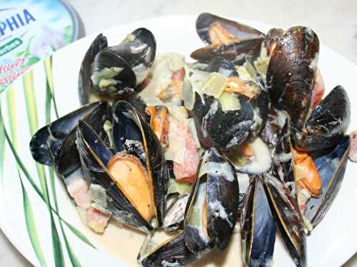 Moules au poireau et Philadephia ail & fines herbes