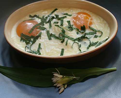 Oeufs cocotte emmental, ail des ours