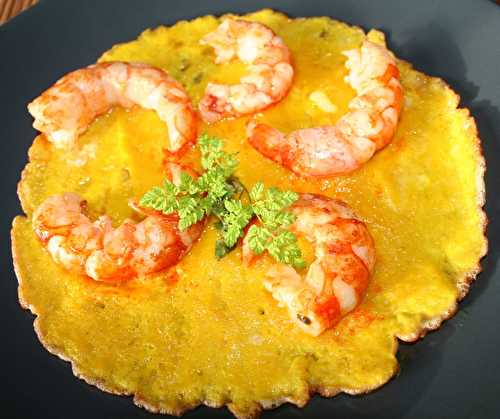 Omelette au coriandre et gambas