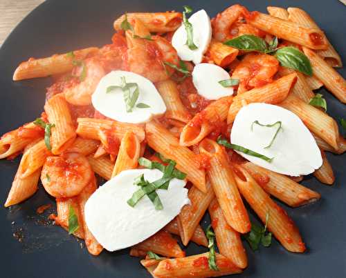 Penne rigatte aux crevettes et mozzarella