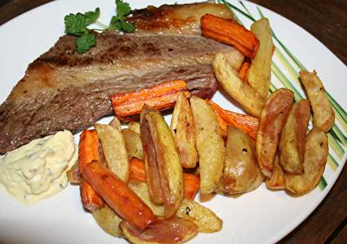 Poitrine de boeuf à la plancha et frites de légumes