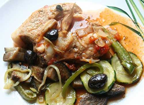 Poitrine de veau à la niçoise avec sa ratatouille