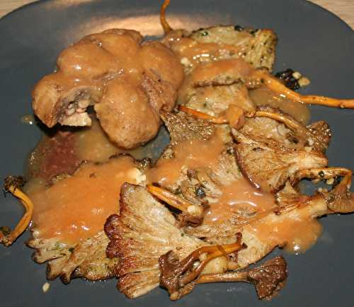 Rognon de veau aux chanterelles grises et pleurotes