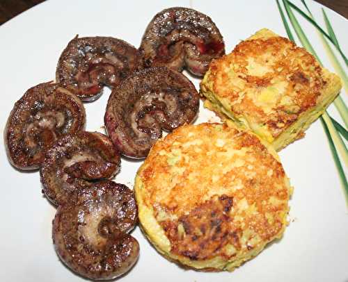 Rognons d'agneau au ras el hanout à la plancha et petits flans de courgette au ras el hanout