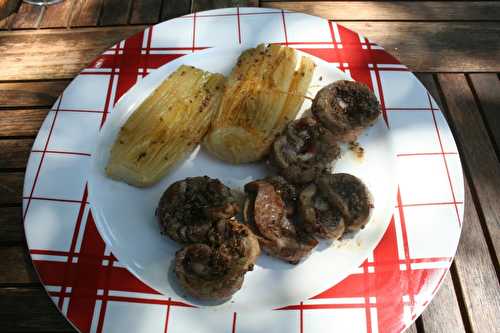 Rognons d'agneau et céleri à l'anis vert à la plancha