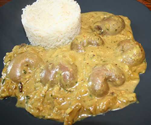 Rognons d'agneau sauce au curry et crème de coco