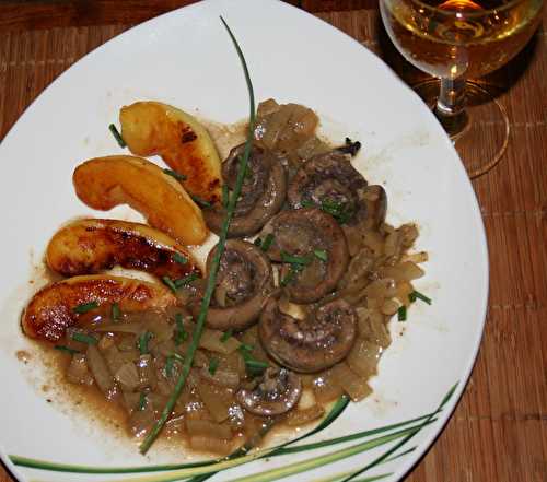 Rognons d'agneaux, compotée d'oignons au cidre et pommes