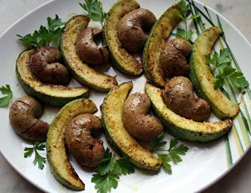 Rognons d'agneaux et courgette ronde à la plancha