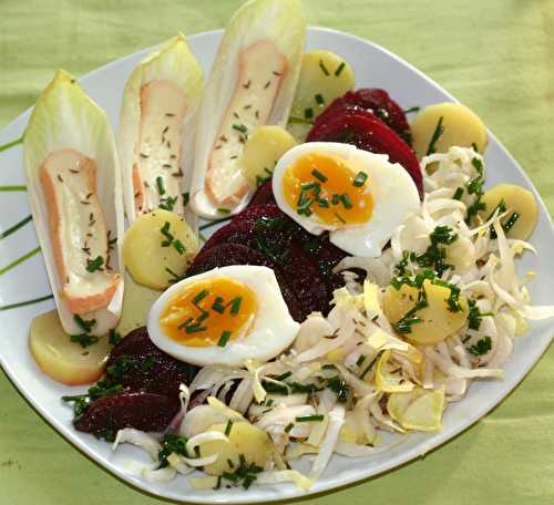 Salade ch'ti : chicon, betterave, ratte, Maroilles