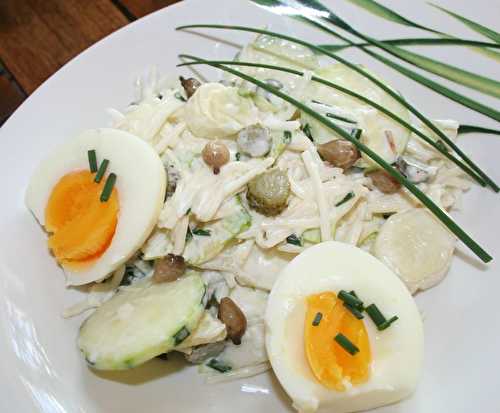 Salade d' endive, courgette, céleri-rave, oeuf molet