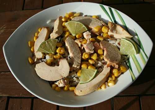 Salade de 3 riz au poulet fumé et citron vert