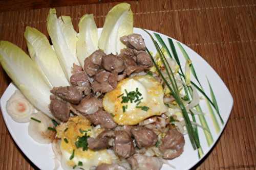 Salade de gésiers de poulet et crottin de chèvre chaud - amafacon