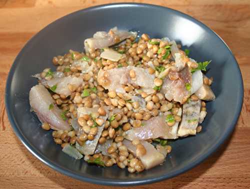 Salade de lentilles au filet de hareng fumé