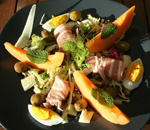 Salade melon jambon de pays