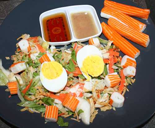 Salade sauce asiatique, œuf et surimi