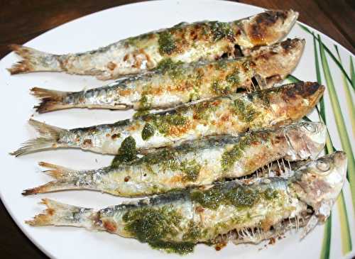 Sardines au sel de Guérande beurre maître d' hotel à la plancha