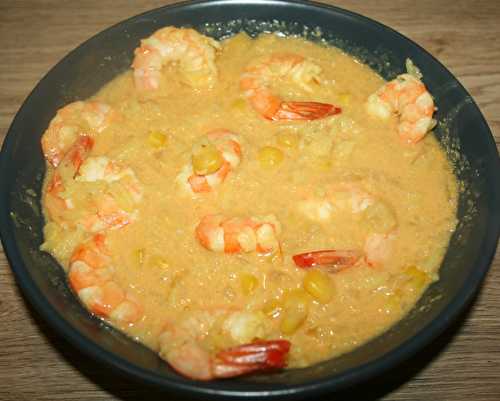 Soupe de riz au maïs et gambas