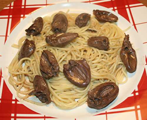 Spaghetti aux cœurs de canard gras - amafacon