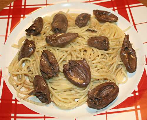 Spaghetti aux cœurs de canard gras