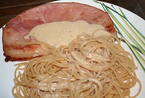 Spaghetti et jambon grillé à la plancha sauce fond de veau - amafacon