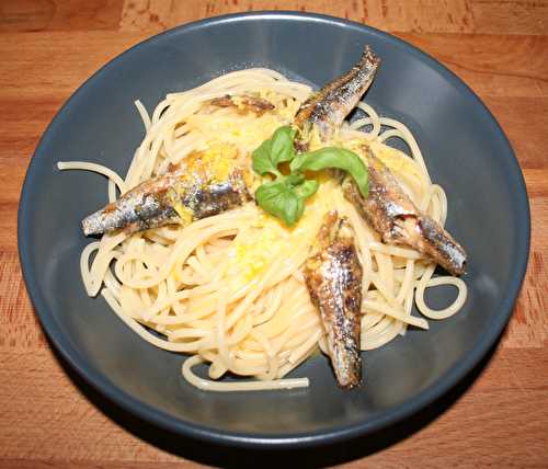 Spaghetti sauce carbonara aux anchois - amafacon