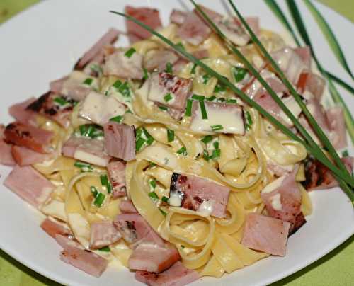 Tagliatelles fraîches au jambon grillé