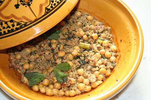 Tajine au boeuf haché et pois chiche